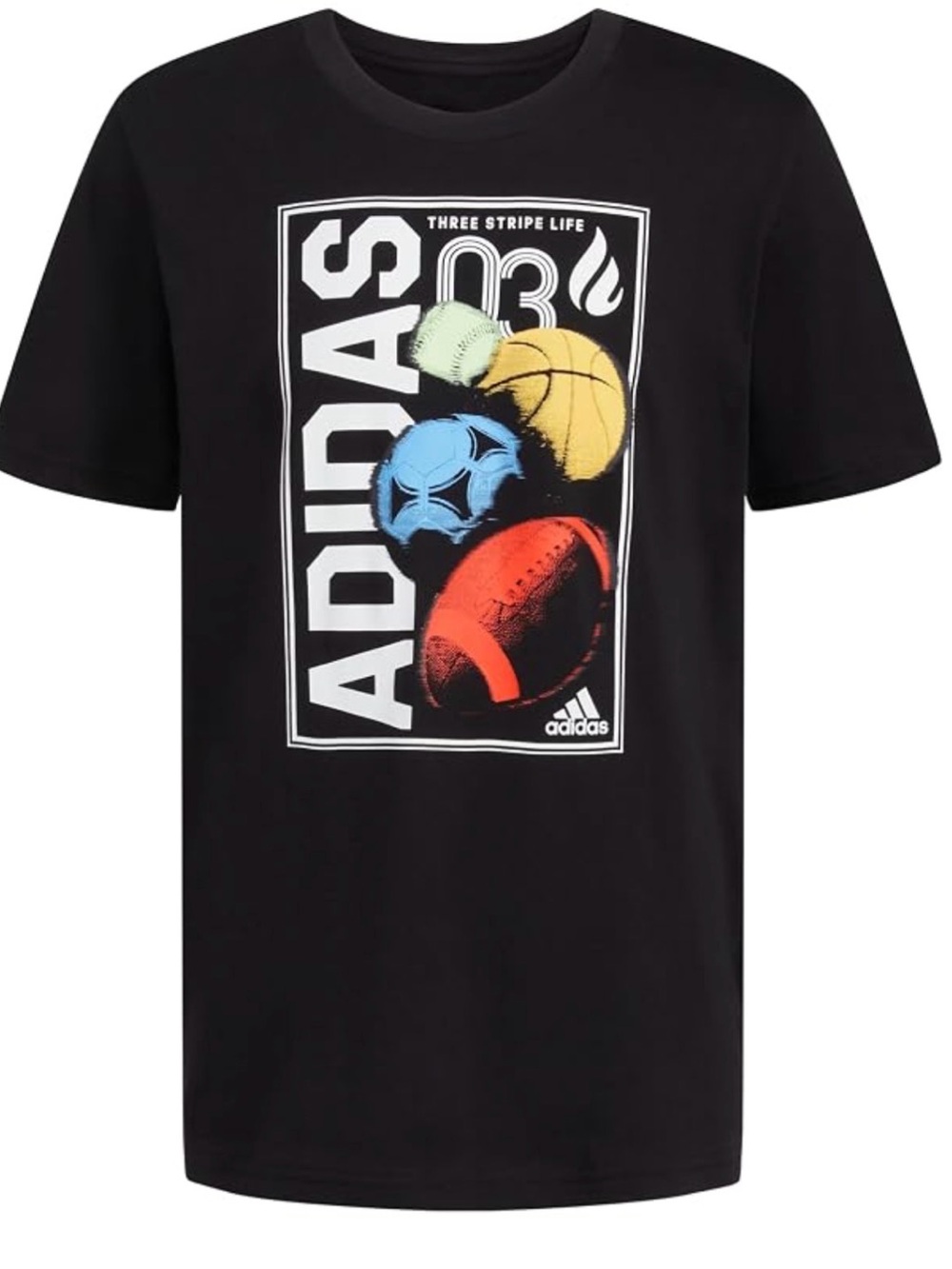 adidas Three Stripe Life Multi Sports Graphic T-Shirt Graphic Tee Black &